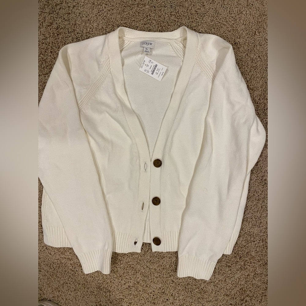 J. Crew Women's White Button-Up Cardigan